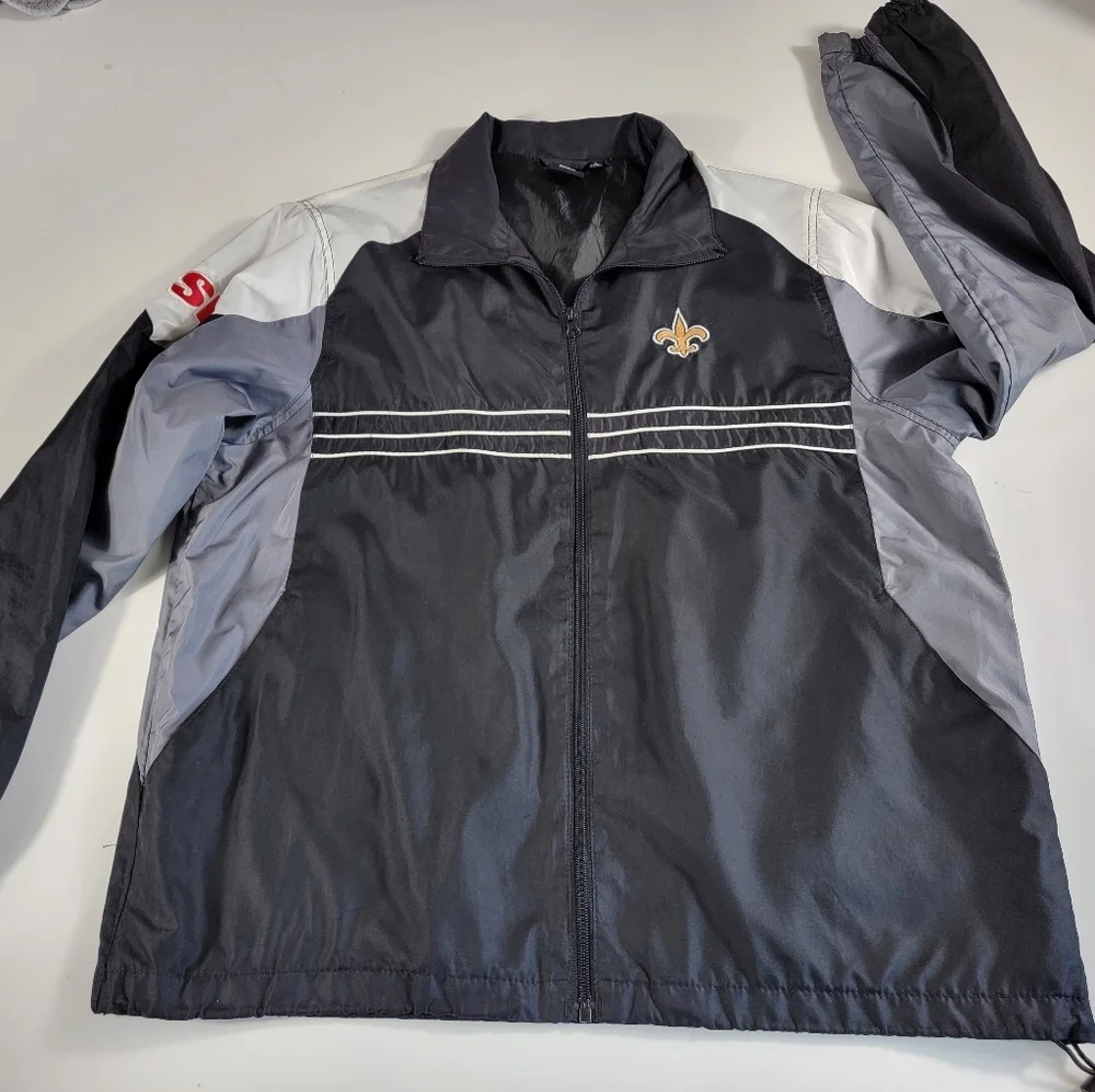 Reebok New Orleans Saints Windbreaker Size Large used full zip jacket NFL